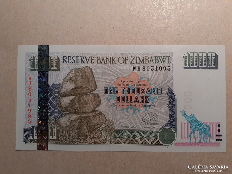 Zimbabwe - 1000 Dollars 2003 aUNC