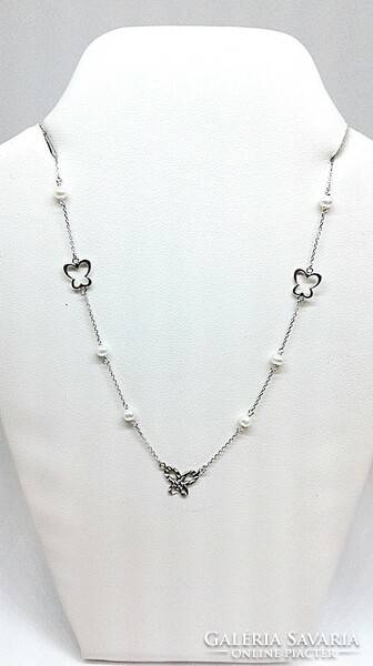 Pearl-butterfly white gold necklace (zal-au121541)
