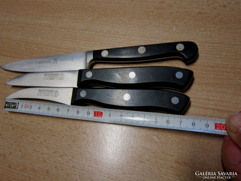 3 knives 1 j.A. Henckels 2 monogram stainless steel