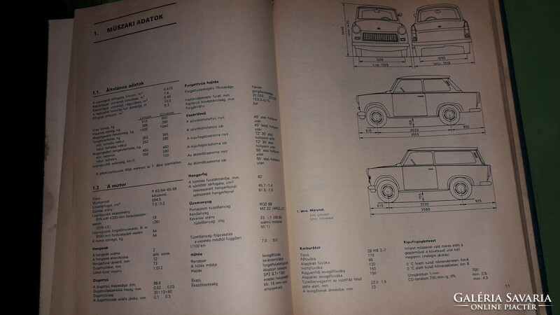 1981.Hack Emil:Trabant 601 javítási segédkönyv autó könyv a képek szerint MŰSZAKI