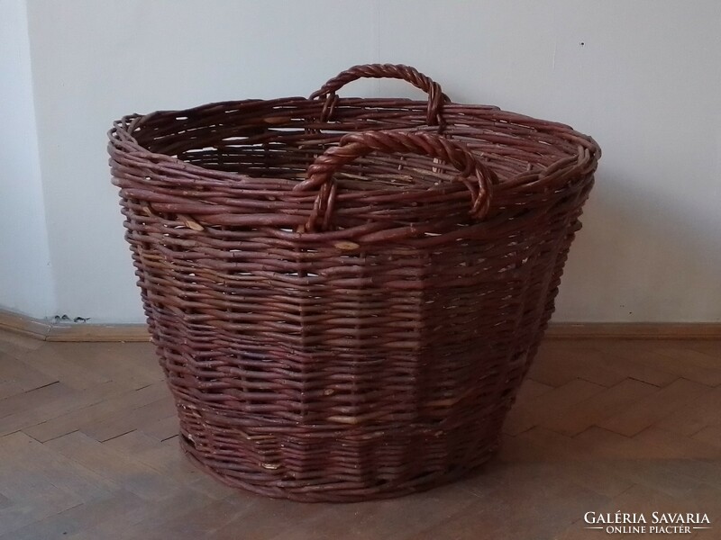 Huge old hand-woven cane with handles economic transport basket basket storage like new 65 cm