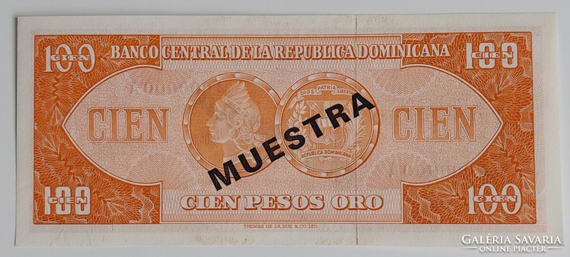 Dominika 100 pesos oro, 1975, Muestra, ritka, UNC bankjegy
