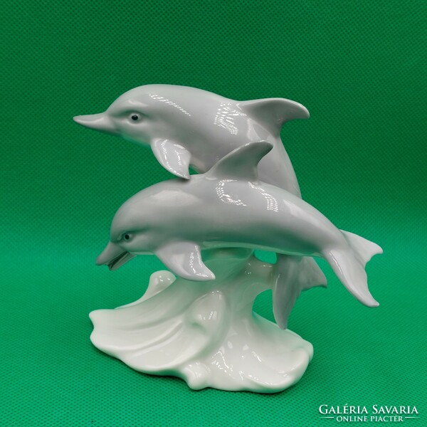 Ritka gyűjtői japán Otogari porcelán Delfin pár figura