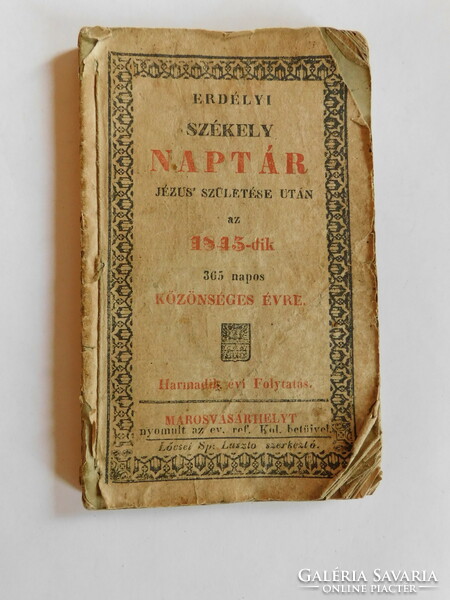 Antik könyv Székely kalendárium 1845-ös évre