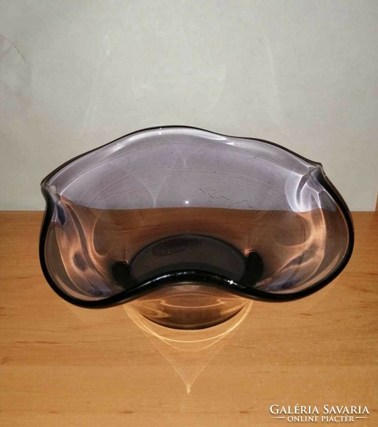 Lila üveg tál, asztalközép, kínáló - 20,5 cm (6p)