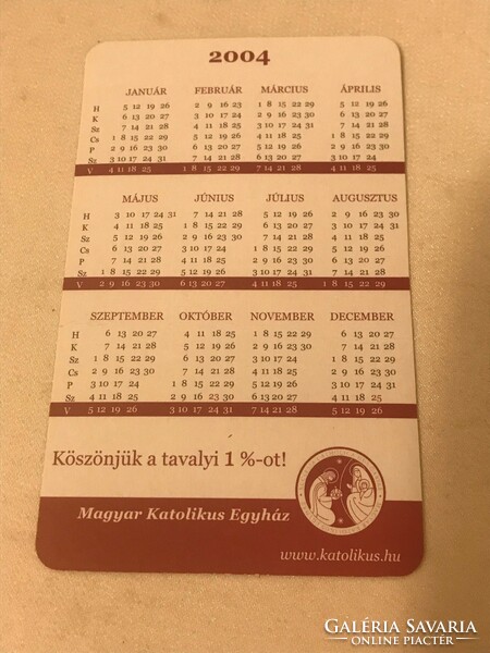 Card calendar 2004. Hungarian Catholic Church