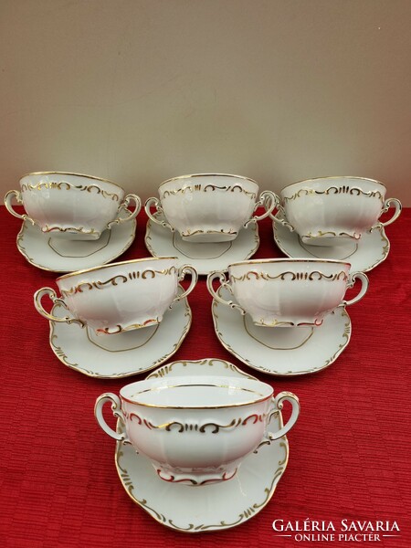 Zsolnay stafír patterned soup cups