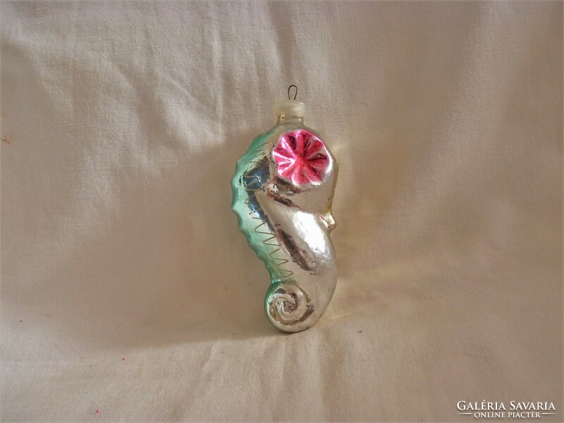 Old glass Christmas tree decoration - colorful seahorse!