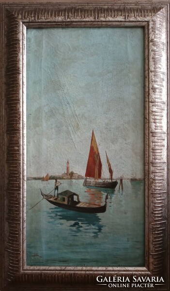 Antique Venetian gondola skyline