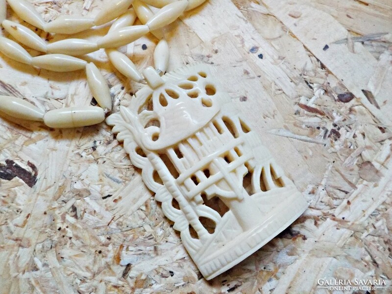 Old carved bone necklace