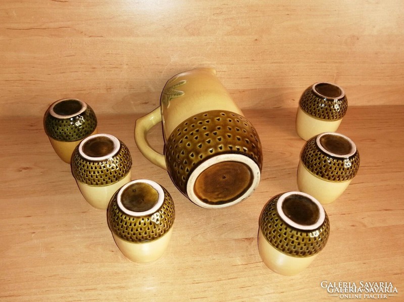 Magyarszombatfai acorn ceramic wine drink set pitcher with 6 glasses (30/d)