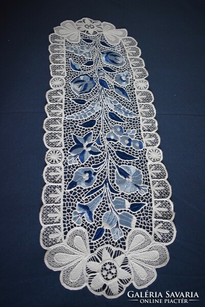 Embroidered, riselted Kalocsa pattern decoration runner tablecloth, home textile, decoration 69 x 25 cm Kalocsa