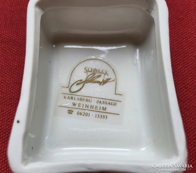 Schmuck Weinheim német porcelán ékszertartó doboz szelence