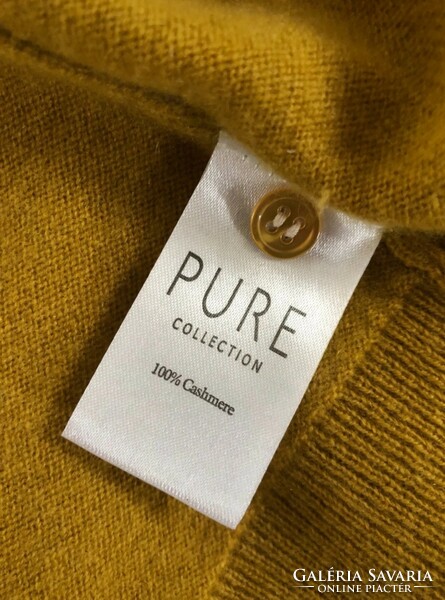 Pure Collection 38-as kasmír, mustár sárga, 100% cashmere kardigán
