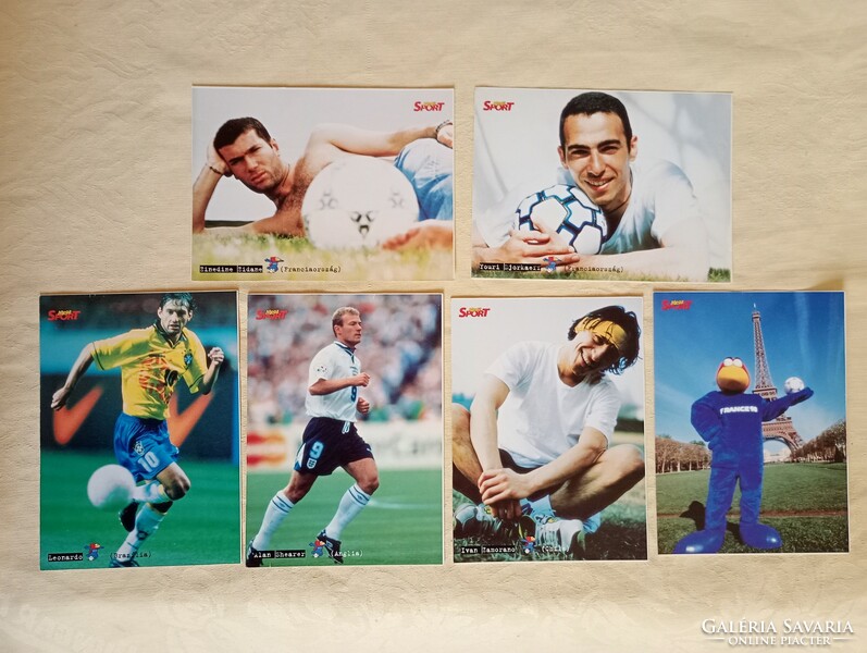 Postcard 11 soccer players World Cup France 1998 6 in one unwritten