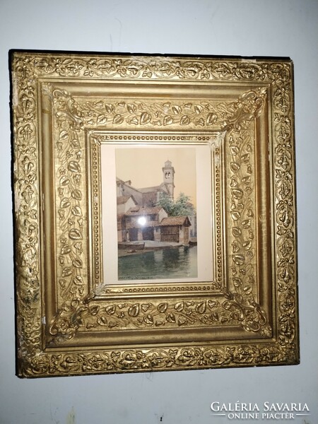 A beautiful antique painting attributed to a famous Hungarian painter, Venice? In a wonderful frame, with signature.