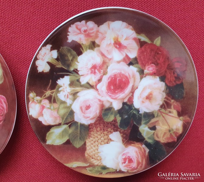 4 pcs Krömer German porcelain vintage style small plate serving tray with rose flower pattern decoration