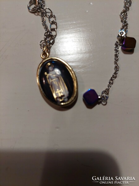 Virgin Mary pendant and chain, old
