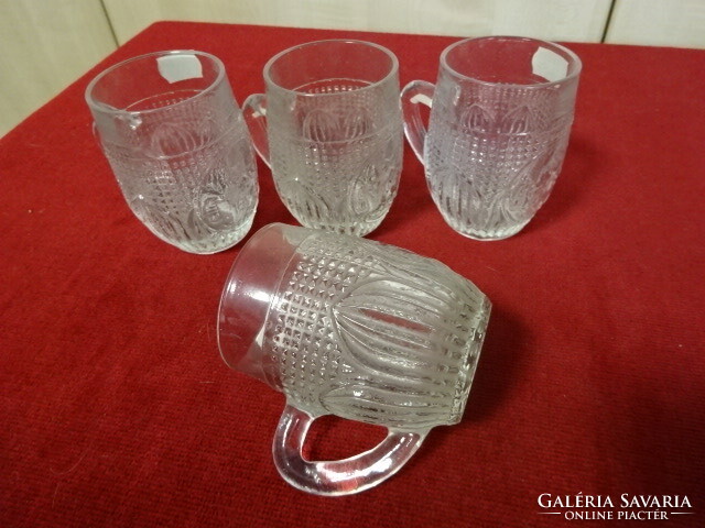 Glass cup with a printed pattern, height 7.7 cm. Four pieces. Jokai.