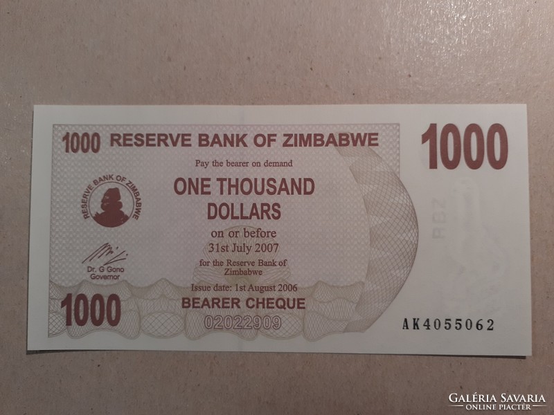Zimbabwe - 1000 Dollars 2006 UNC