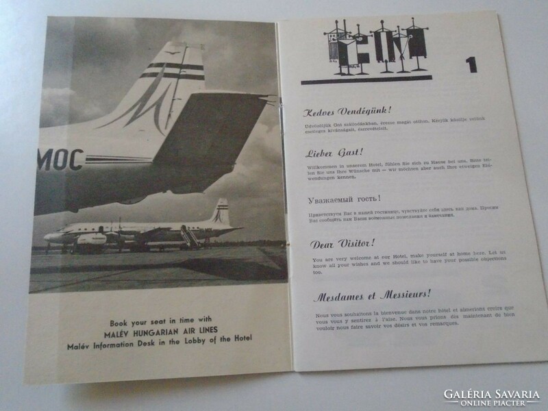 D202207 hotel holiday orientation information for guests Budapest 1960 k - Malév advertisement