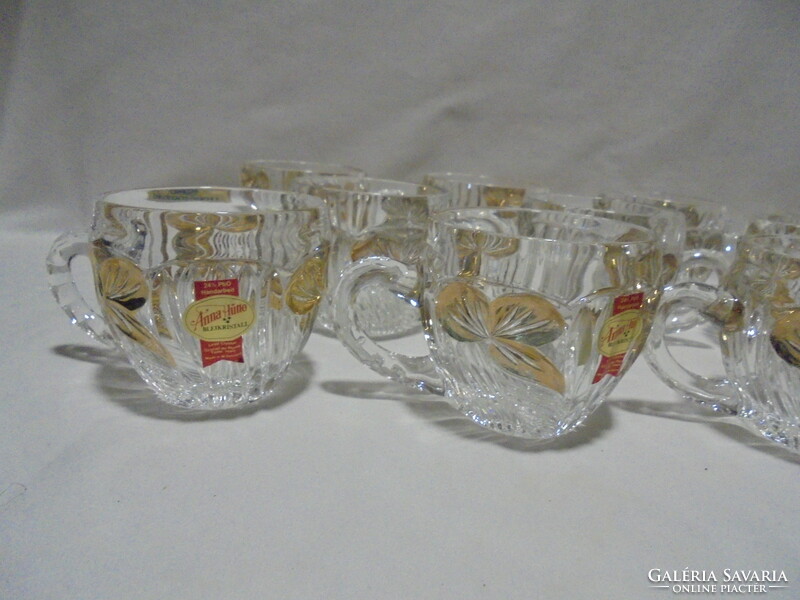 Anna hütte crystal cup with handle, glass - coffee, tea, bólé, compote - 11 pieces together