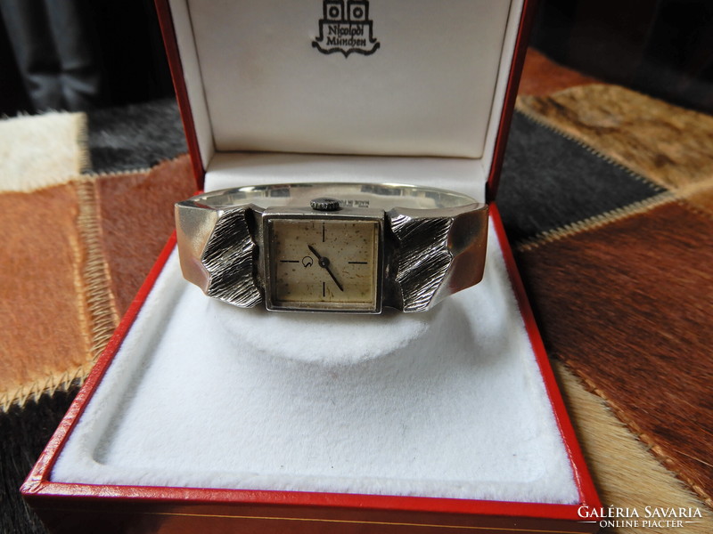 Old Finnish Matti j. Hyvarinen - sirokoru modernist silver wristwatch