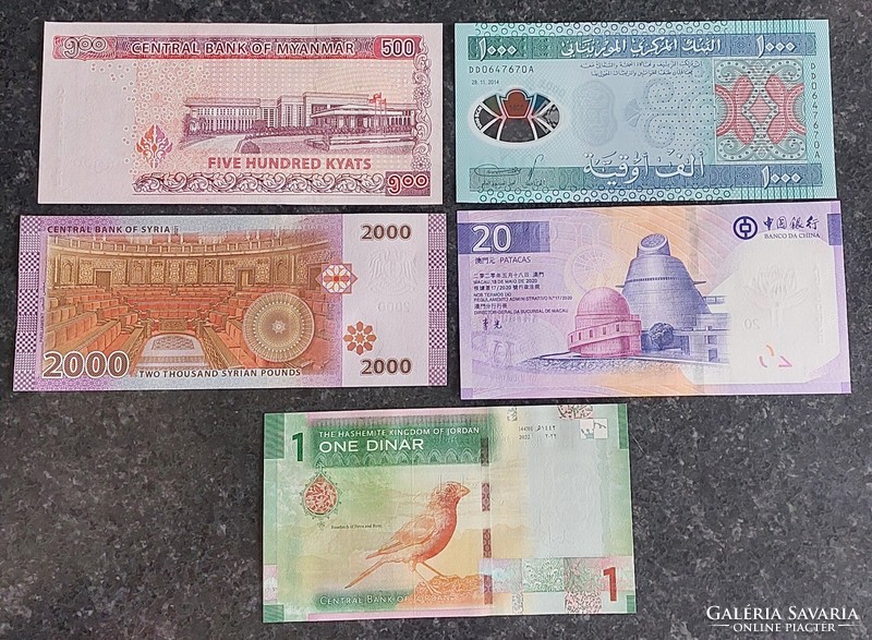 5 db különböző, UNC bankjegy
