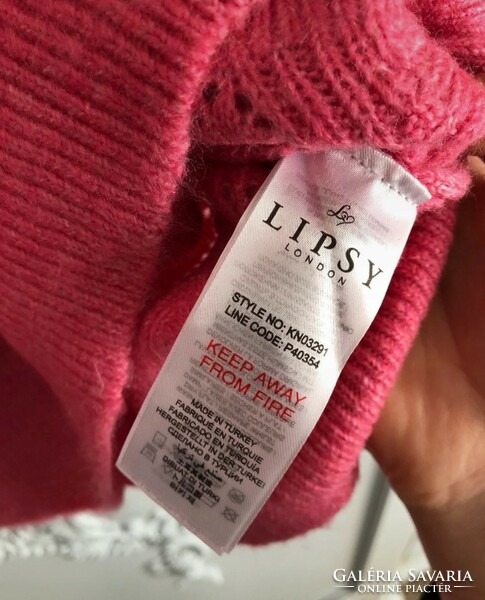 Lipsy London 42-es rózsaszín pulóver fodros ujjal