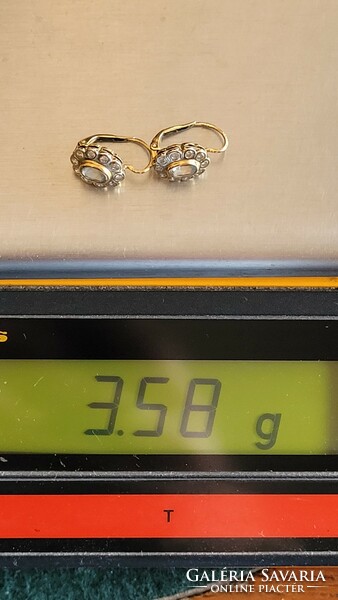 14 K arany fülbevaló brillekkel és akvamarinnal 3,58 g