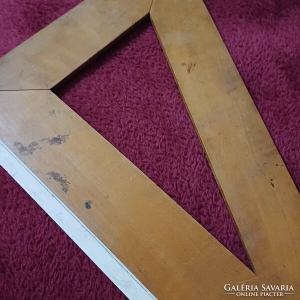 Fa vonalzó - derékszögű - régi, 32 cm-es