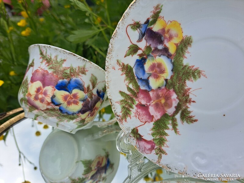 English antique porcelain tea cup with cake plate