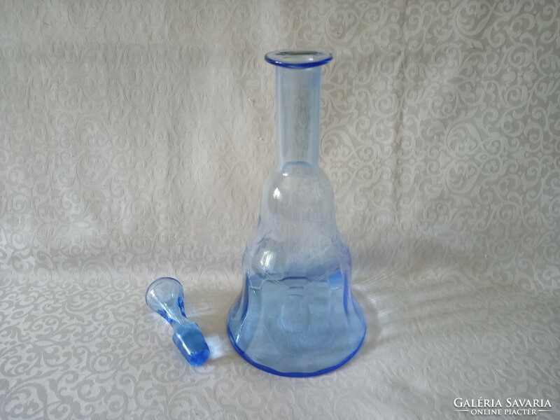 Beautifully shaped blue serving glass butella wine bottle