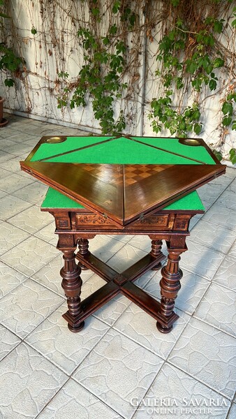 Unique tin German game - chess and card table