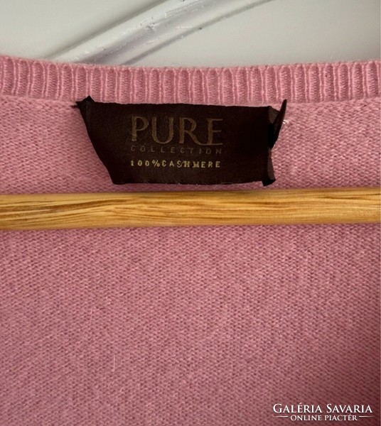 Pure Collection 46-os, 18-as, púder, babarózsaszín 100% cashmere pulóver