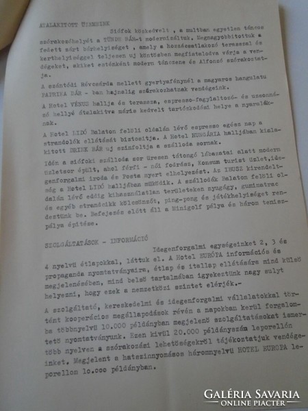 D202217 hotel europa information - pannonia hotels - press release 1966