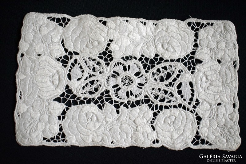 Embroidered ristel Kalocsa pattern tablecloth, home textile, decoration 26 x 15.5 cm Kalocsa