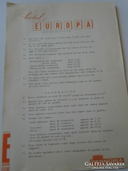 D202217  Hotel Europa  Information - Pannonia Hotels -Sajtótájékoztató      1966