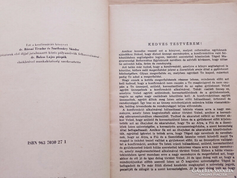 Református konfirmációi könyv (1976)