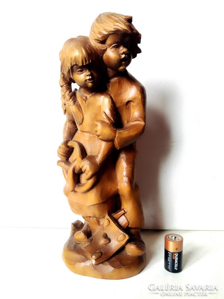Jancsi and Juliska carved wooden statue from Schwarzwald