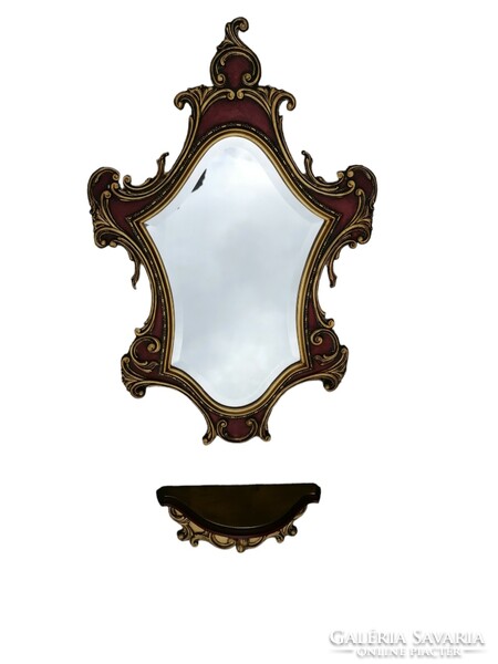 Baroque mirror with its small console table