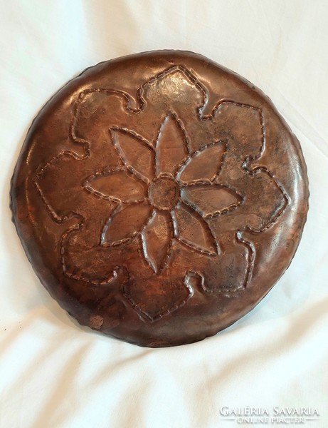 Hand-hammered antique copper bowl, tray