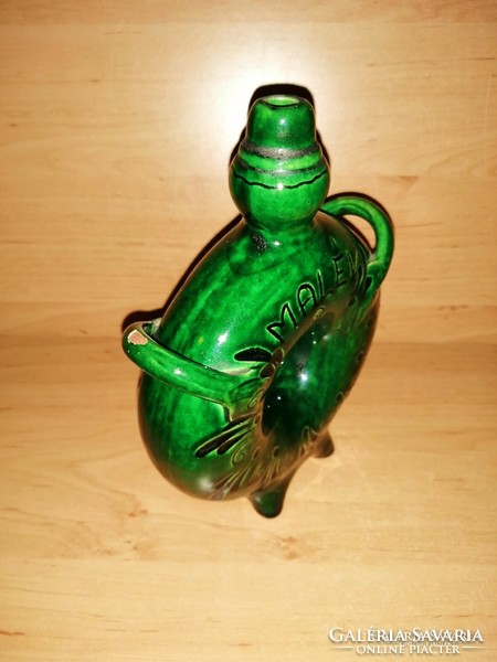 Malév with inscription green ceramic pereck bottle pretzel bottle (20 / d)