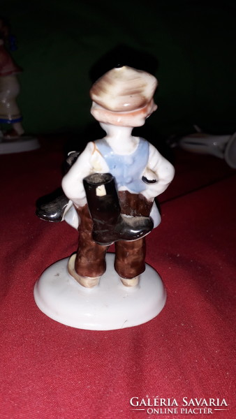Beautiful antique metzler & ortloff cobbler with small boots porcelain figurine 10 cm according to the pictures
