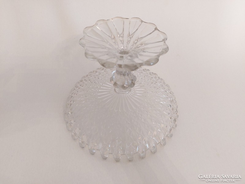 Régi talpas kristályüveg gyümölcskínáló tál vintage asztalközép