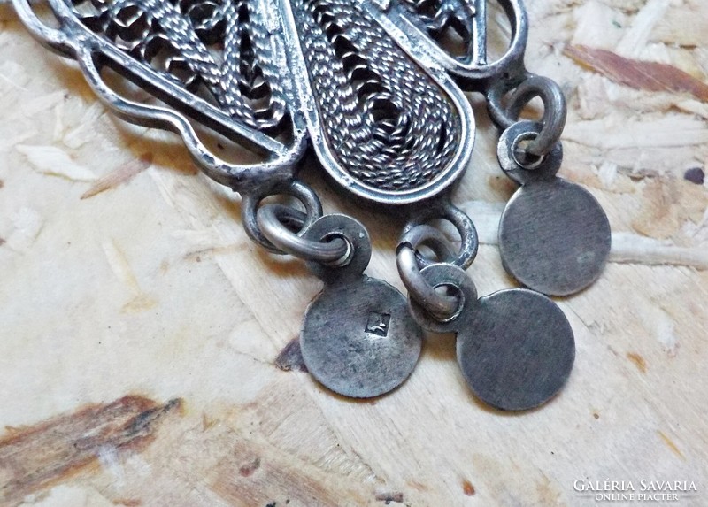 Antique silver filigree butterfly half pair of earrings pendants