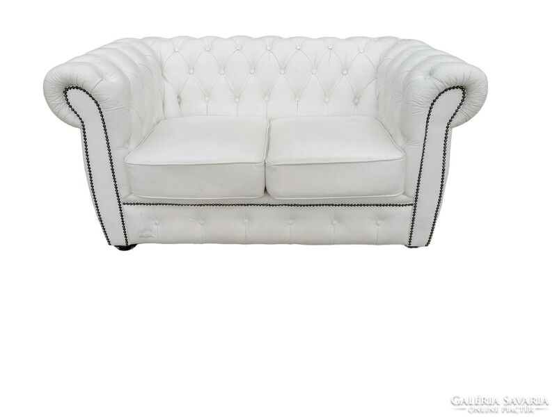 Chesterfield 2-seater leather sofa