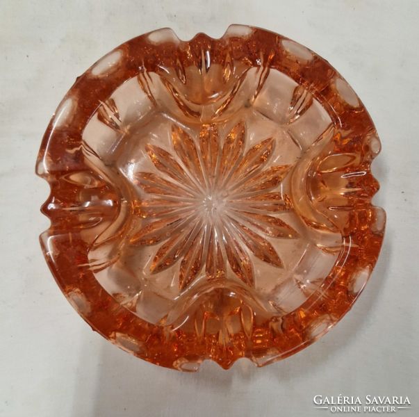 Old, beautiful, salmon pink, decorative glass ashtray, in perfect condition