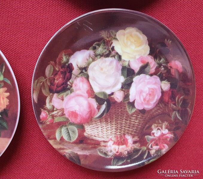 4 pcs Krömer German porcelain vintage style small plate serving tray with rose flower pattern decoration