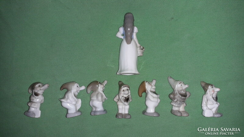 Beautiful rare tiny German porcelain Snow White and the Seven Dwarfs porcelain figures together as shown in the pictures